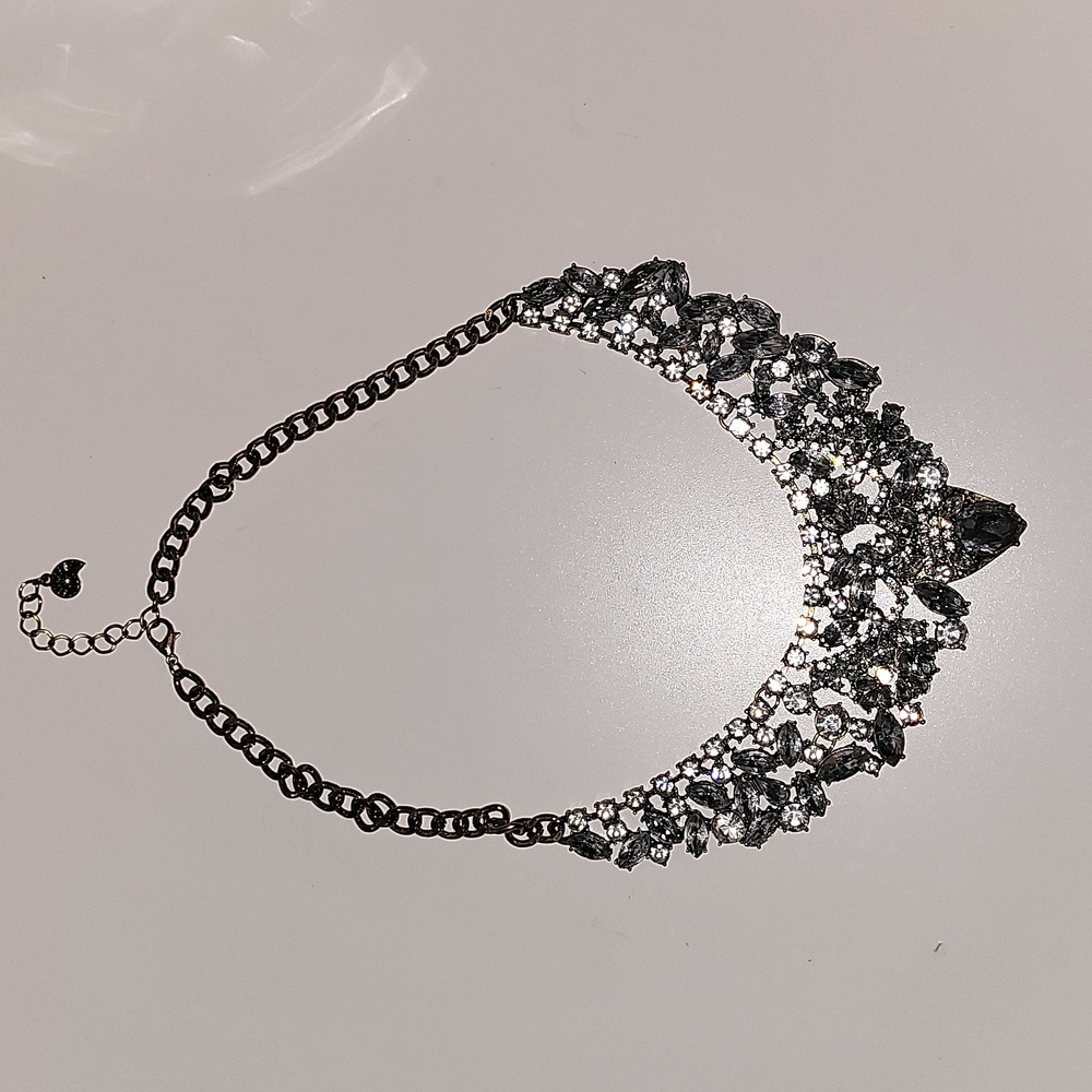 Dolls Kill Silver And Clear Statement Necklace Vi… - image 1